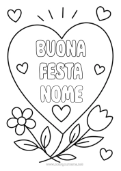 Colorazione gratuita Fiori Cuore Buona festa Tulipano