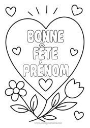 Coloriage à personnaliser Fleurs Coeur Bonne fête Tulipe