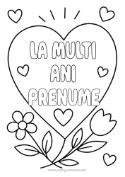 Pagină de colorat gratuită Flori Inimă La mulți ani! Lalea