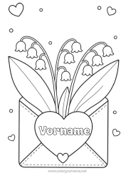 Kostenlose Malvorlage Herz Glück Umschlag Maiglöckchen 1. Mai