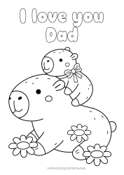 Free coloring Animal Other animals of the world Animal family Baby animal Capybara