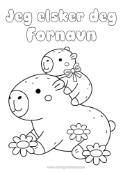 Gratis fargelegging Dyr Andre dyr i verden Dyrefamilie Dyrebaby Kapibara