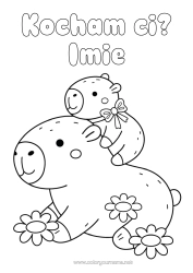 Kolorowanka za darmo Zwierzę Inne zwierzęta świata Rodzina zwierząt Dzieciak zwierzęcy Kapibara