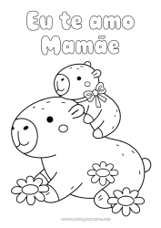 Desenho grátis Animal Outros animais do mundo Família de animais Filhote Capivara