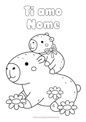 Colorazione gratuita Animale Altri animali del mondo Famiglia di animali Cucciolo Capibara