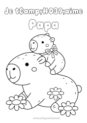 Coloriage gratuit Animal Autres animaux du monde Famille d'animaux Bébé animal Capibara