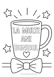 Pagină de colorat gratuită La mulți ani! Cana Băutură Papion
