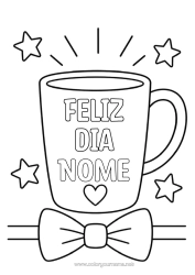 Desenho para personalizar Feliz Aniversário Caneca Bebida Gravata Borboleta