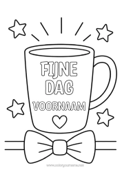 Kleurplaat aanpassen Fijne Verjaardag Mok Drankje Vlinderdas