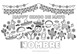 Colorear gratis México Simbolos Cinco de Mayo