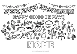 Desenho para personalizar México Símbolos Cinco de Mayo
