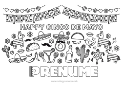 Pagină de colorat gratuită Mexic Simboluri Cinco de Mayo