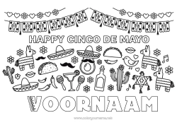 Gratis kleurplaat Mexico Symbolen Cinco de Mayo