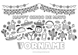 Kostenlose Malvorlage Mexiko Symbole Cinco de Mayo