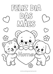 Desenho grátis Coração Gato Mamãe Feliz Aniversário Kawaii Cachorro Filhote de urso Cães e gatos Animais da floresta