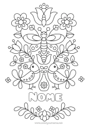 Colorazione gratuita Fiori Mandala Uccello Farfalla Insetti Uccelli e mammiferi volanti Libellula