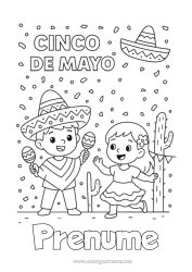 Pagină de colorat personalizată Mexic Cinco de Mayo Maracas Instrumente muzicale Sombrero