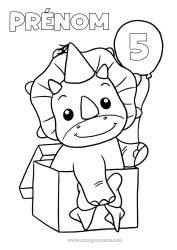 Coloriage à personnaliser Cadeaux Anniversaire Dinosaures Ballons Tricératops Age fêté personnalisable