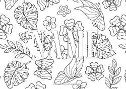 Free colouring Flowers Butterfly Leaves Clover Insects Decorative background