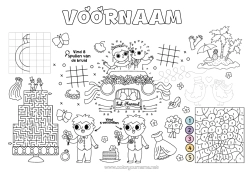 Gratis kleurplaat Kleuren op nummer Activiteiten voor Kinderen Ring Doolhof Symmetrie Printbare placemat Zoek de Verschillen Huwelijk Getrouwd