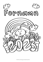 Gratis färgläggning Kanin 2023 Gott nytt år Kinesiskt nyår Skogens djur