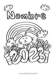 Dibujo libre Conejo 2023 Feliz año Año Nuevo chino Animales del bosque