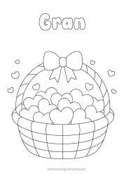 Free colouring Heart I love you. Basket