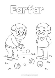 Gratis färgläggning Sport Farfar Petanque Utomhusspel