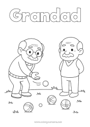 Free colouring Sport Grandad Petanque Outdoor games