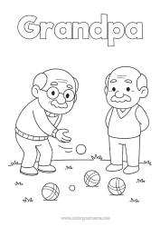 Free coloring Sport Grandpa Petanque Outdoor games