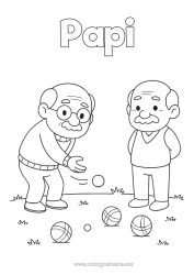Coloriage gratuit Sport Papi Pétanque Jeux de plein air