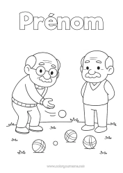 Coloriage à personnaliser Sport Papi Pétanque Jeux de plein air