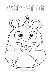 Kostenlose Malvorlage Geburtstag Fest Tier Andere Tiere der Welt Karikatur Hamster Partyhut