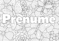 Pagină de colorat gratuită Flori Fluture Desene de colorat complexe Zentangle Insecte Fundal decorativ Mac