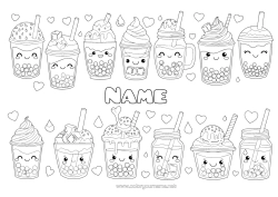 Colouring to customise Drink Treats, Sweets Ice Cream Bubble Tea