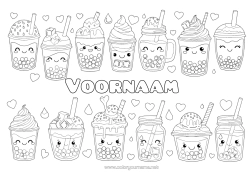 Gratis kleurplaat Drankje Lekkernijen, zoetigheden IJs Bubble tea