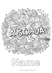 Colouring to customise Mandala Koala Flag Symbols Australia Kangaroo Animals Of Australia
