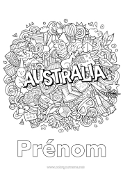 Coloriage à personnaliser Mandala Koala Drapeau Symboles Australie Kangourou Animaux d’Australie