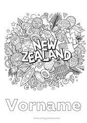 Kostenlose Malvorlage Mandala Symbole Land Neuseeland