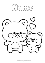 Colouring to customise Bear Heart I Love You. Teddy Bear Easy Colouring Pages Forest Animals Animal Family Cub