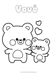 Desenho grátis Urso Coração Eu te amo Animal Filhote de urso Desenhos para colorir fáceis Animais da floresta Família de animais Filhote