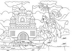 Colorare per personalizzare Castello Cavallo Cavaliere Animali da fattoria