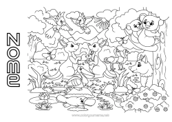 Desenho grátis Animal Papagaio Coal Pássaros e mamíferos voadores Canguru Animais da Austrália Ornitorrinco