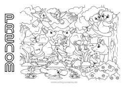 Coloriage gratuit Animal Perroquet Koala Oiseaux et mammifères volants Kangourou Animaux d’Australie Ornithorynque