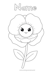 Colouring to customise Flowers Cute Easy colouring pages Poppy