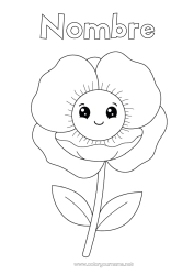 Colorear gratis Flores Kawaii Dibujos fáciles para colorear Amapola