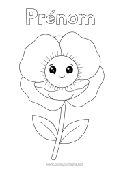 Coloriage gratuit Fleurs Kawaii Coloriages faciles Coquelicot