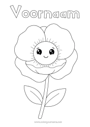 Gratis kleurplaat Bloemen Kawaii Eenvoudige kleurplaten Klaproos