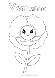 Kostenlose Malvorlage Blumen Kawaii Einfache Ausmalbilder Mohnblume