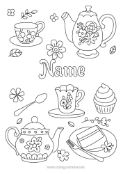 Free coloring Mug Tea Drinks Teapot